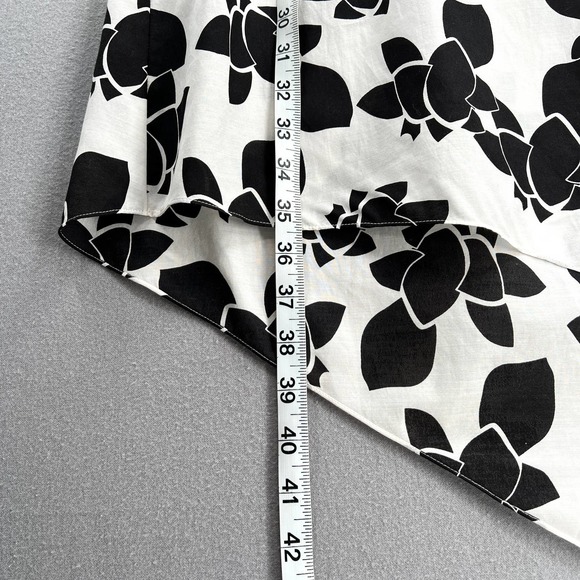 THAKOON ADDITION Tunic Womens 0 White Black Cotton Silk Voile 3/4 sleeve - Picture 14 of 15